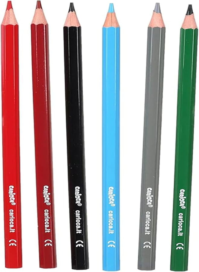 Carioca 41256 High Quality Colored Pencils 3.Mm Set Of 6 Pcs For School and Drawing - Multi Color